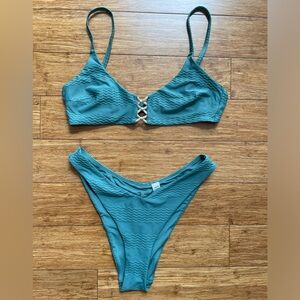 NWOT Aerie jacquard scoopneck bikini set